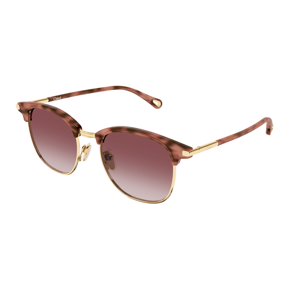 Chloé CH0384S Or et Écaille Havane Verres Rouges 004 de trois-quarts - Les Lunettes de Pauline