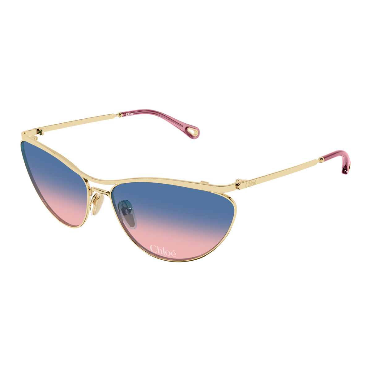 Chloé CH0386S Or Verres Bleus 001 de trois-quarts - Les Lunettes de Pauline