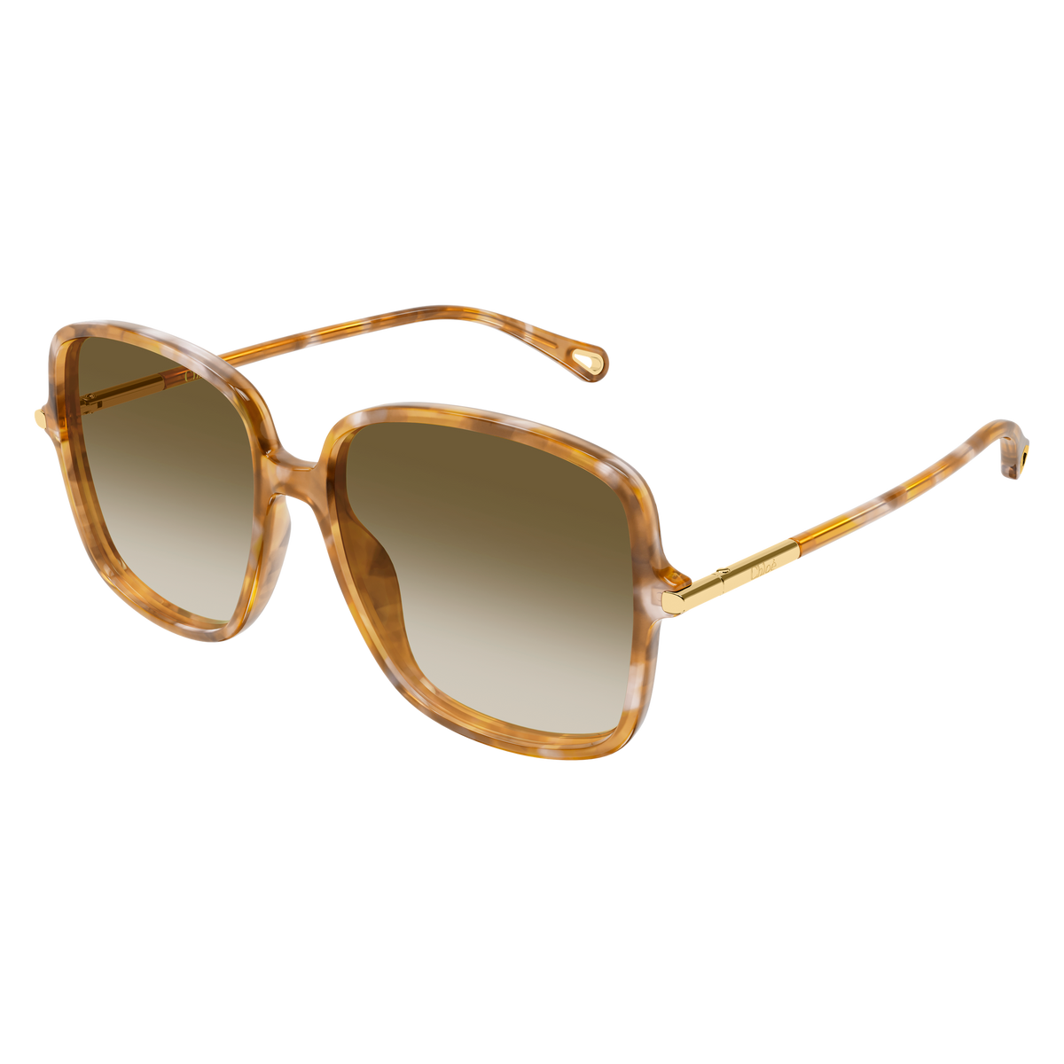 Chloé CH0396S Écaille Havane Verres Bruns 003 de trois-quarts - Les Lunettes de Pauline