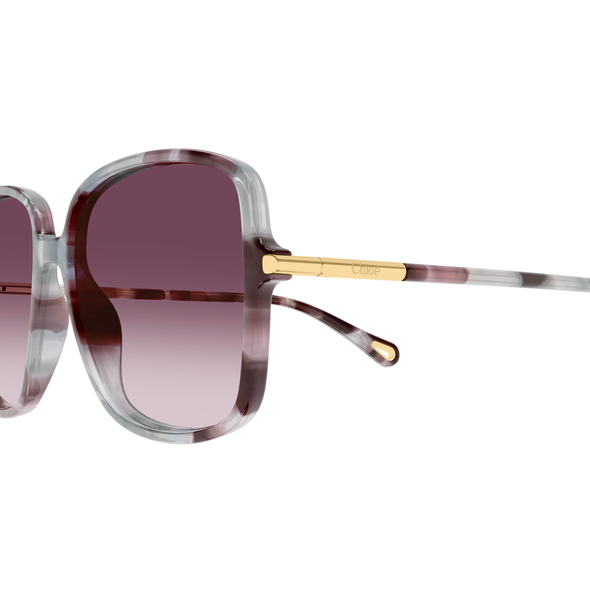 Chloé CH0396S Écaille Havane Verres Rouges 004 en détail des branches - Les Lunettes de Pauline