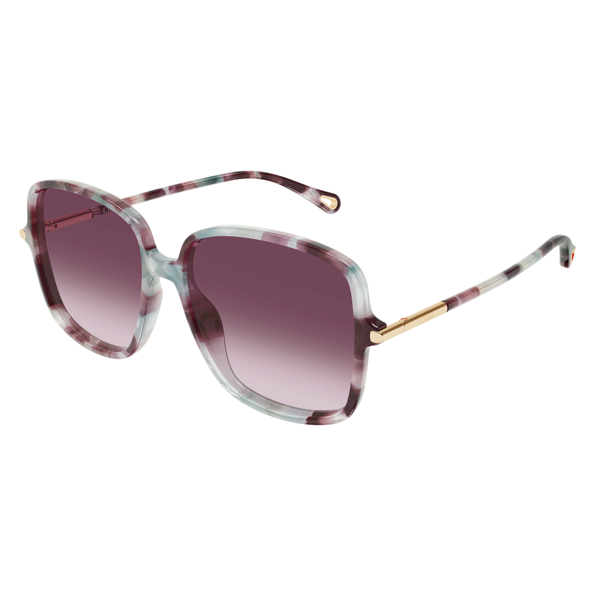 Chloé CH0396S Écaille Havane Verres Rouges 004 de trois-quarts - Les Lunettes de Pauline