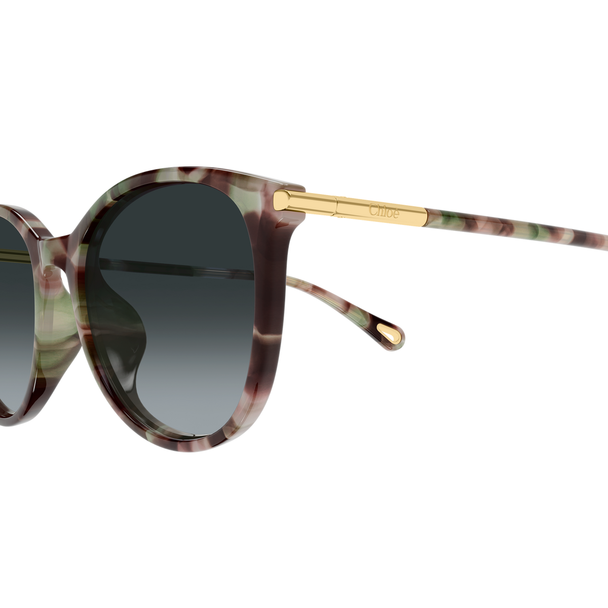 Chloé CH0397SK Écaille Havane Verres Fumés 004 en détail des branches - Les Lunettes de Pauline