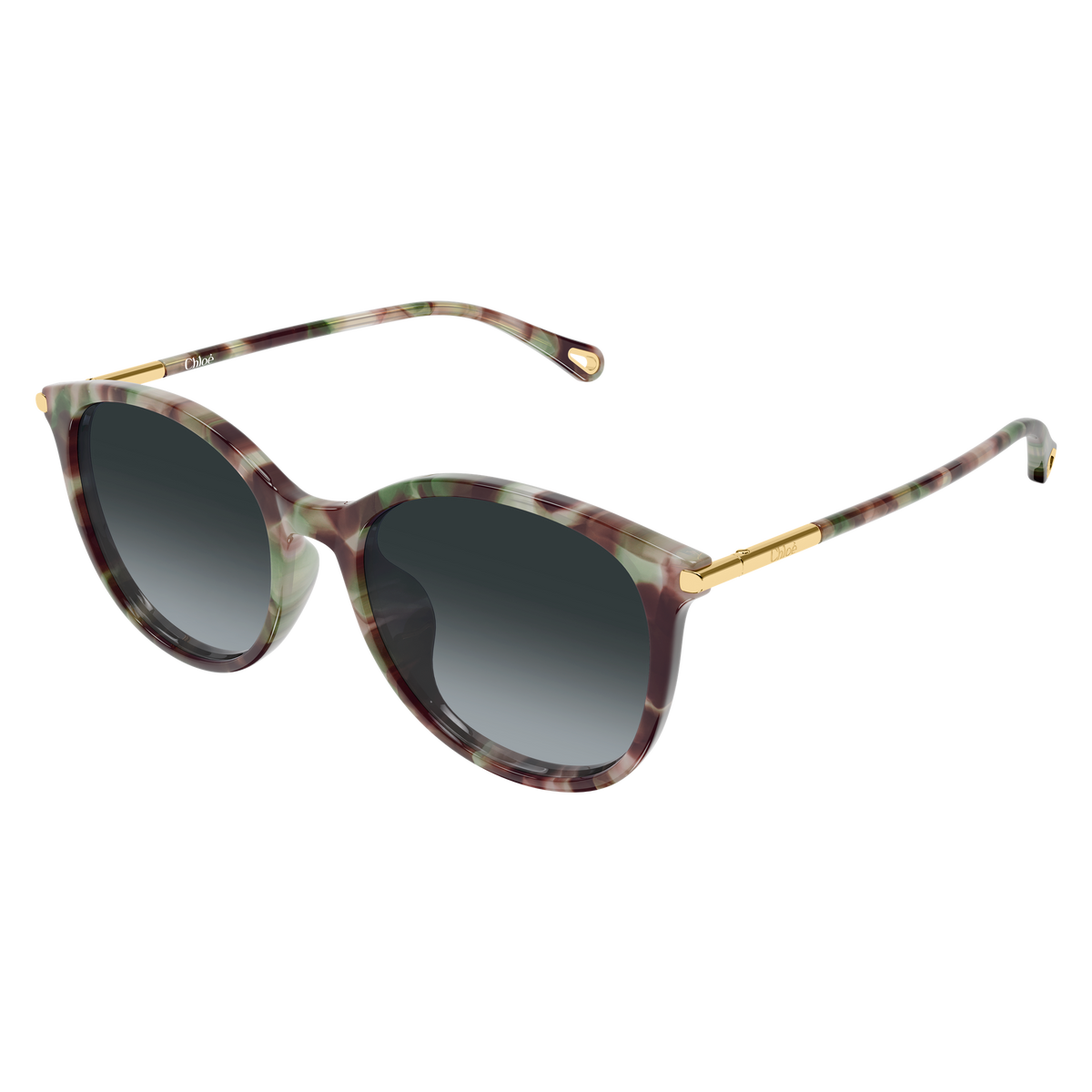 Chloé CH0397SK Écaille Havane Verres Fumés 004 de trois-quarts - Les Lunettes de Pauline