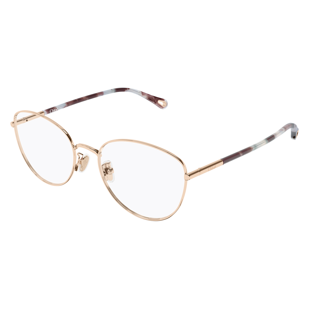Chloé CH0401OA Or et Écaille Havane 001 de trois-quarts - Les Lunettes de Pauline