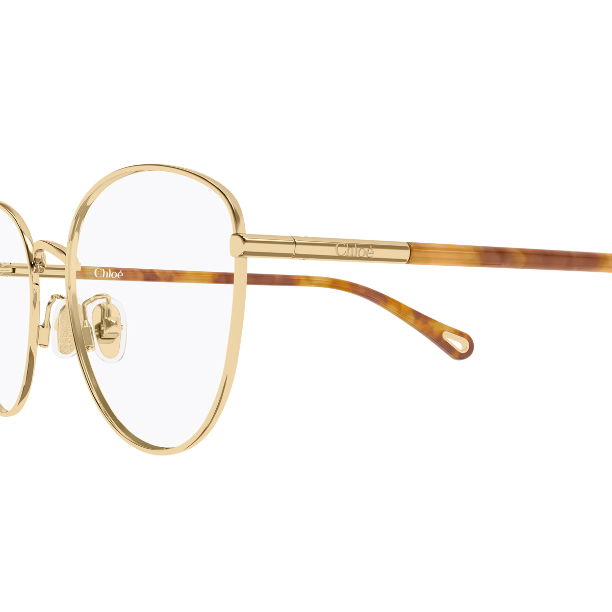 Chloé CH0401OA Or et Écaille Havane 002 en détail des branches - Les Lunettes de Pauline