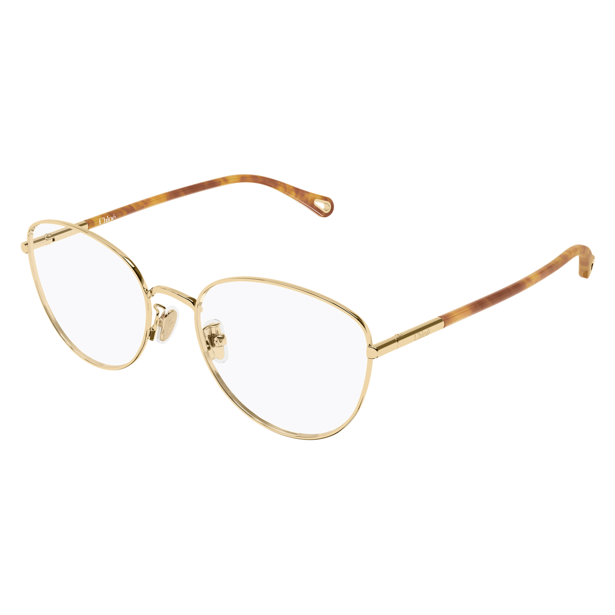 Chloé CH0401OA Or et Écaille Havane 002 de trois-quarts - Les Lunettes de Pauline