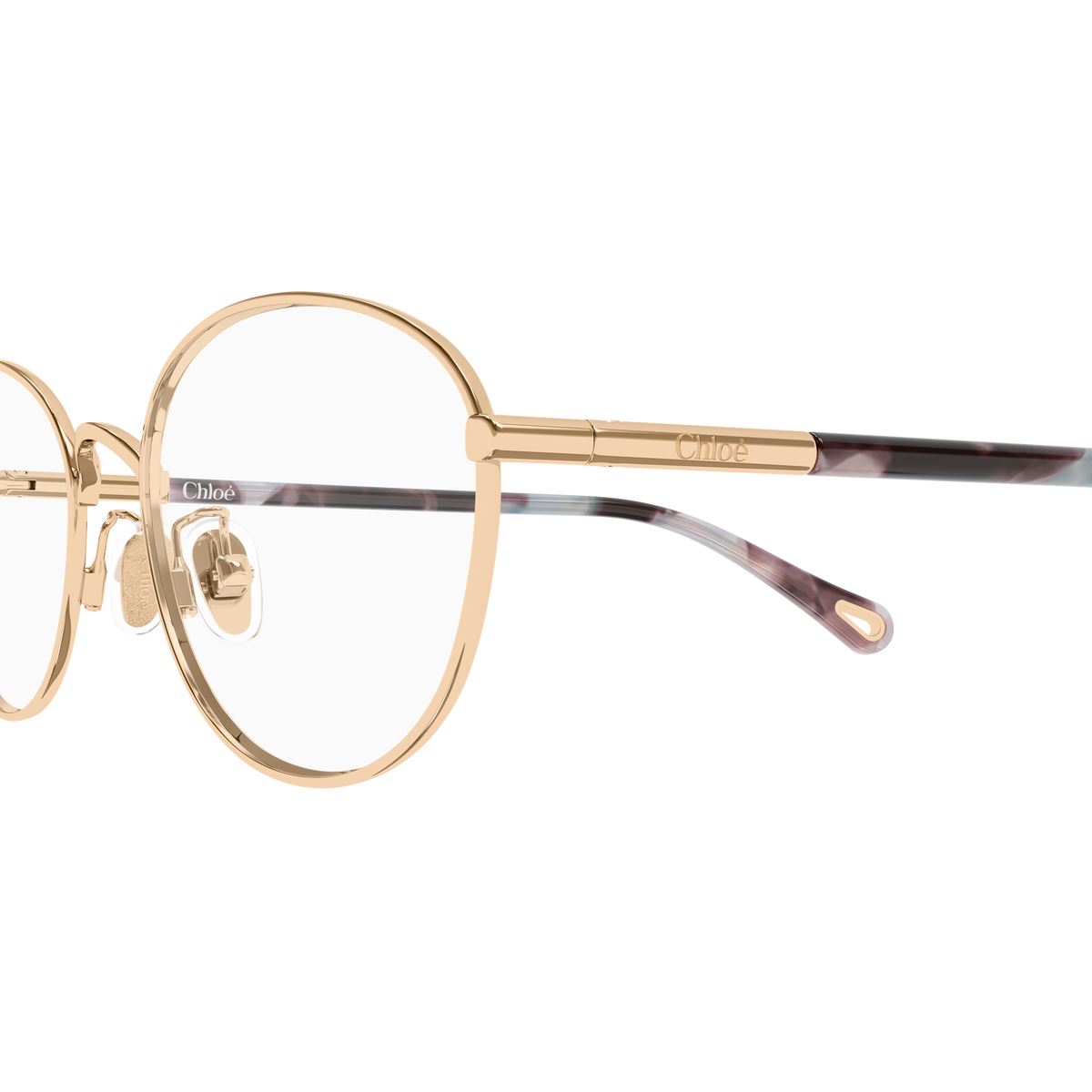 Chloé CH0402OA Or et Écaille Havane 001 en détail des branches - Les Lunettes de Pauline