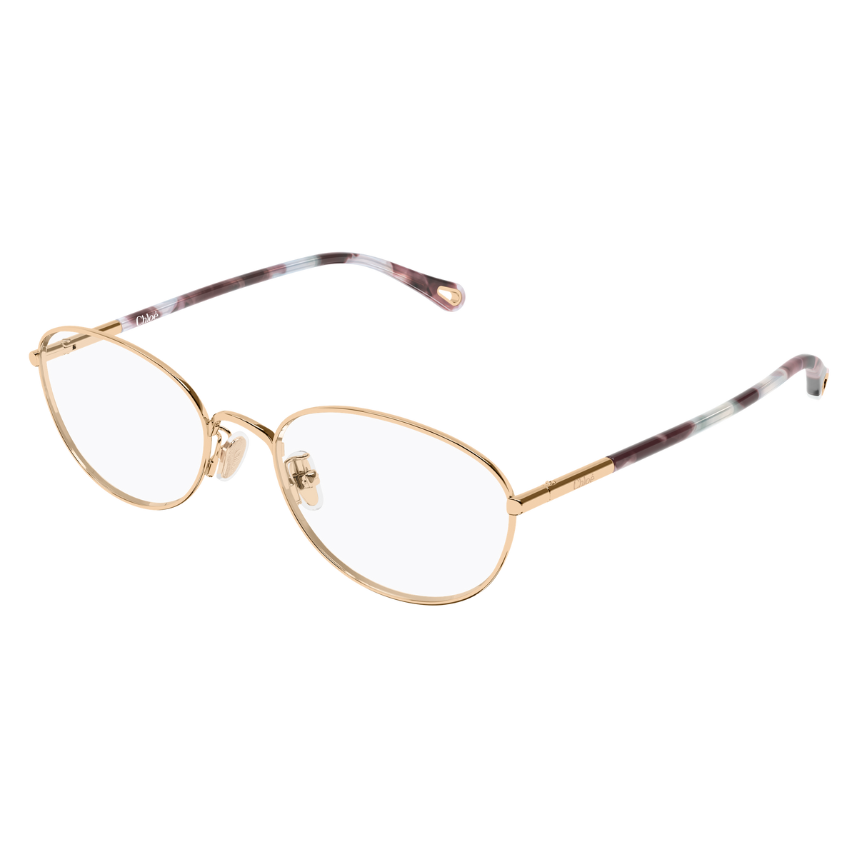 Chloé CH0402OA Or et Écaille Havane 001 de trois-quarts - Les Lunettes de Pauline