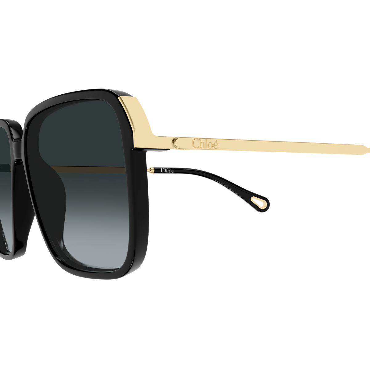 Chloé CH0405S Noir et Or 001 en détail des branches - Les Lunettes de Pauline