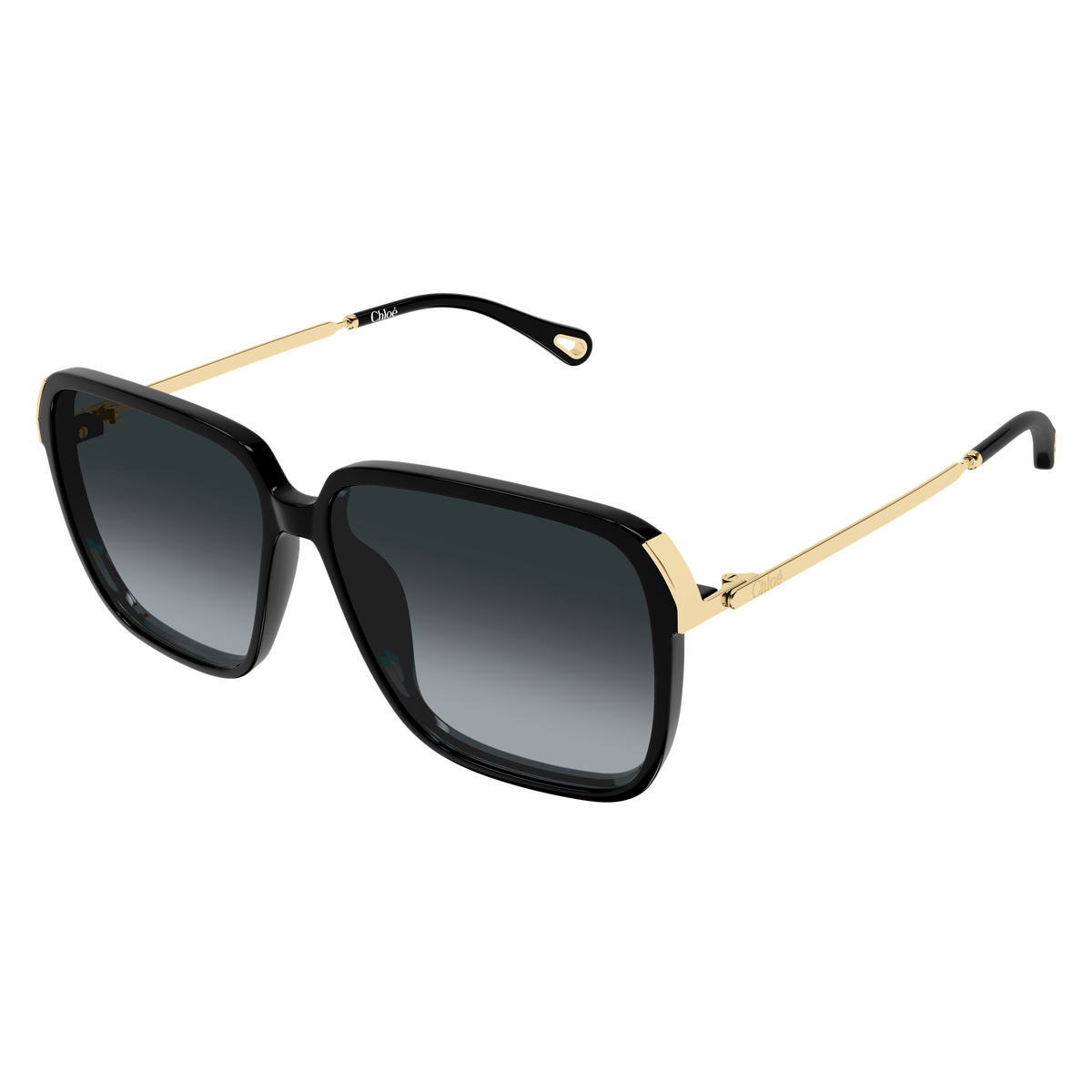 Chloé CH0405S Noir et Or 001 de trois-quarts - Les Lunettes de Pauline