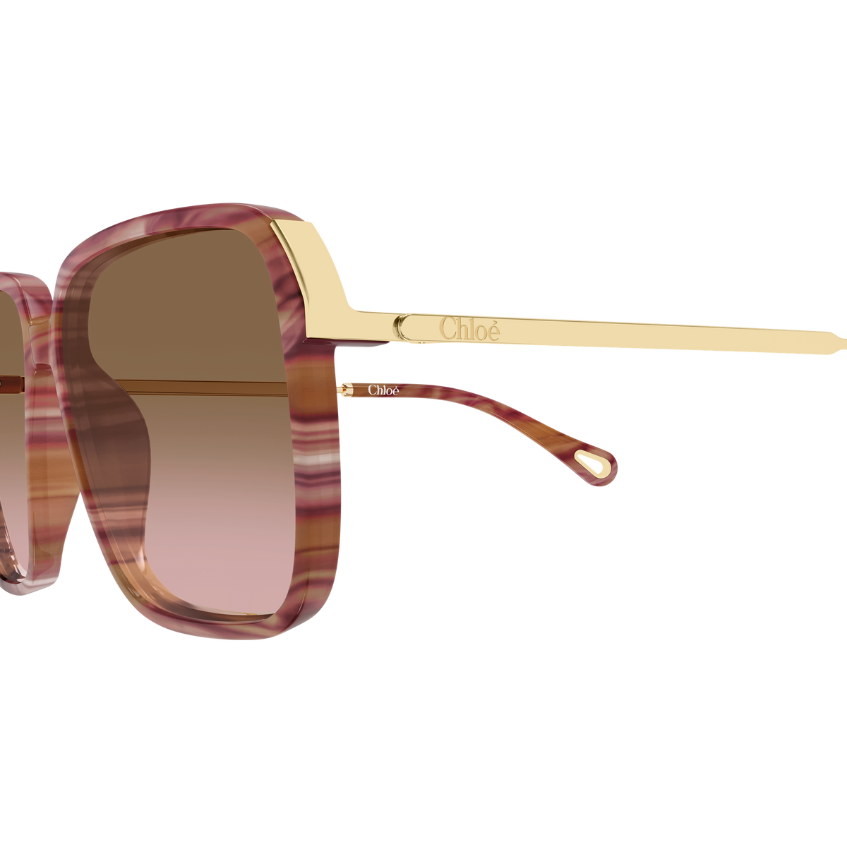 Chloé CH0405S Écaille Havane et Or 002 en détail des branches - Les Lunettes de Pauline