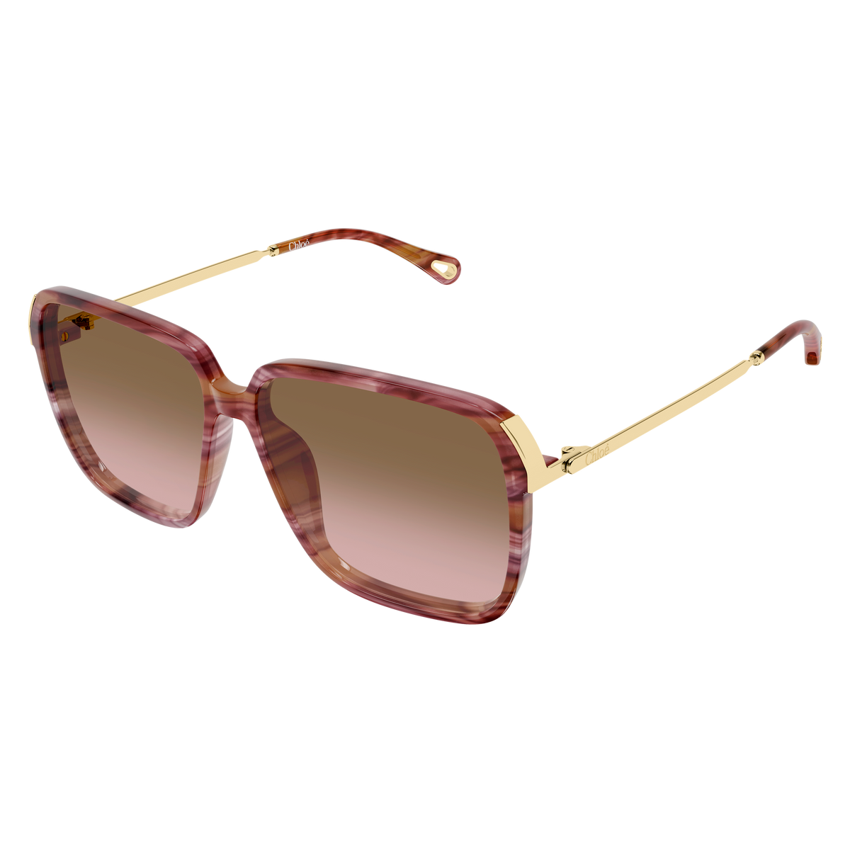 Chloé CH0405S Écaille Havane et Or 002 de trois-quarts - Les Lunettes de Pauline
