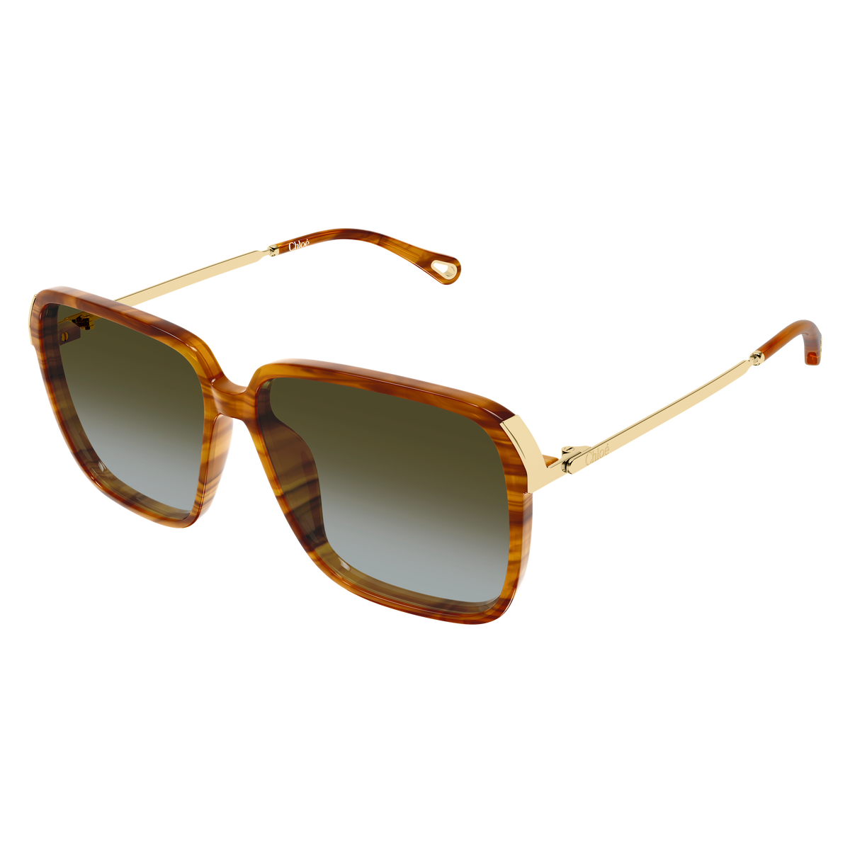Chloé CH0405S Écaille Havane et Or 003 de trois-quarts - Les Lunettes de Pauline
