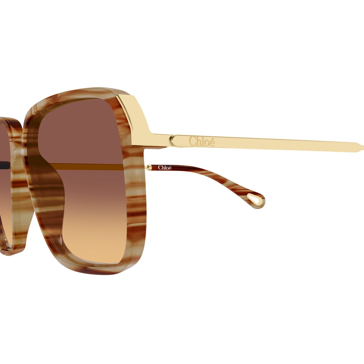 Chloé CH0405S Écaille Havane et Or 004 en détail des branches - Les Lunettes de Pauline