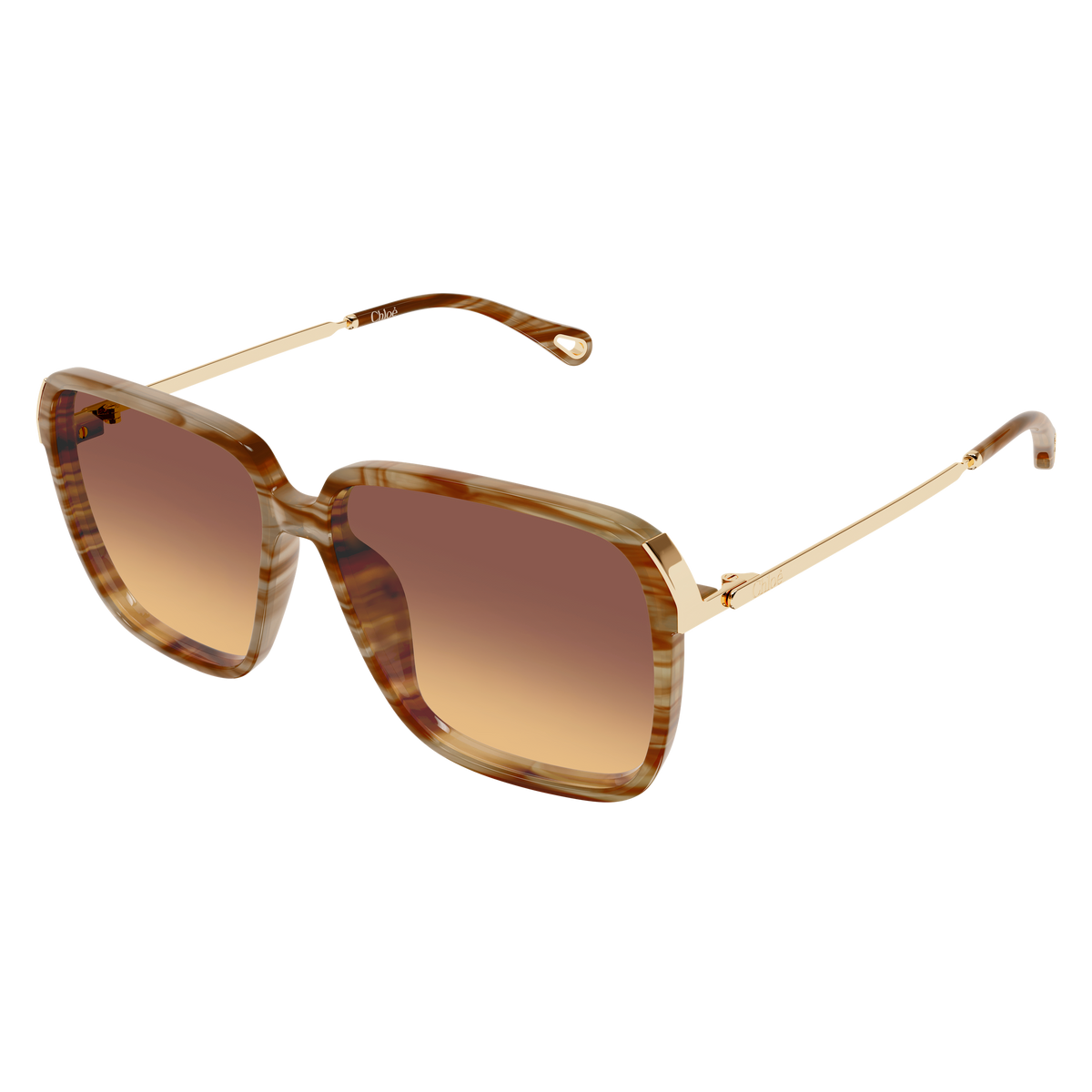 Chloé CH0405S Écaille Havane et Or 004 de trois-quarts - Les Lunettes de Pauline