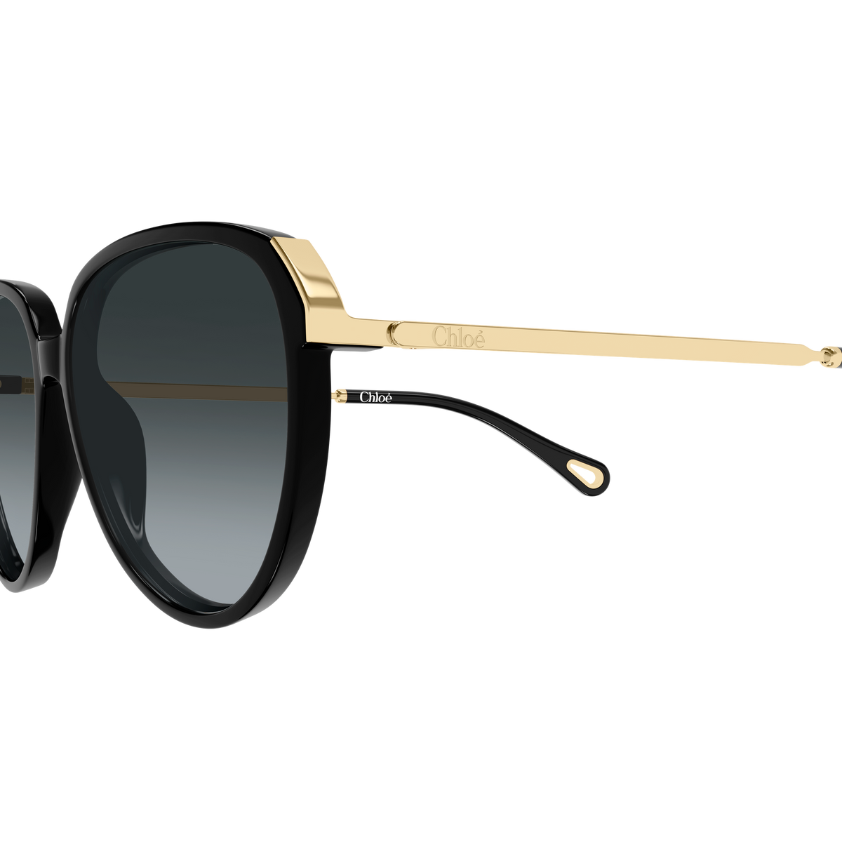 Chloé CH0406S Noir et Or 001 en détail des branches - Les Lunettes de Pauline