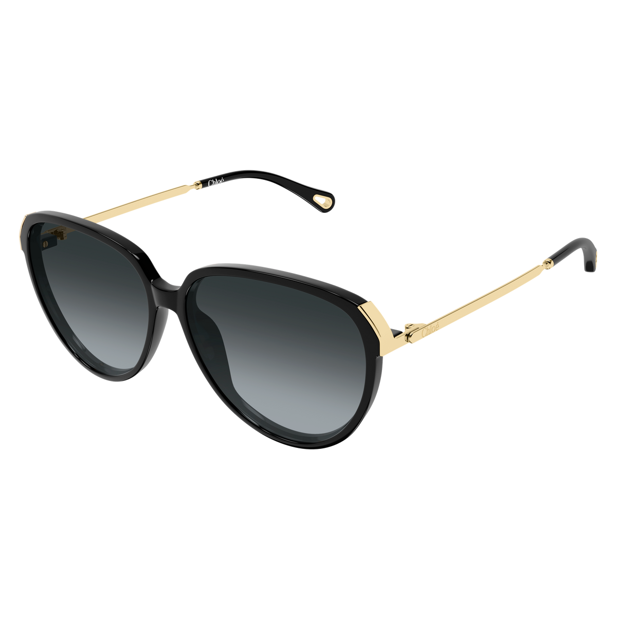 Chloé CH0406S Noir et Or 001 de trois-quarts - Les Lunettes de Pauline
