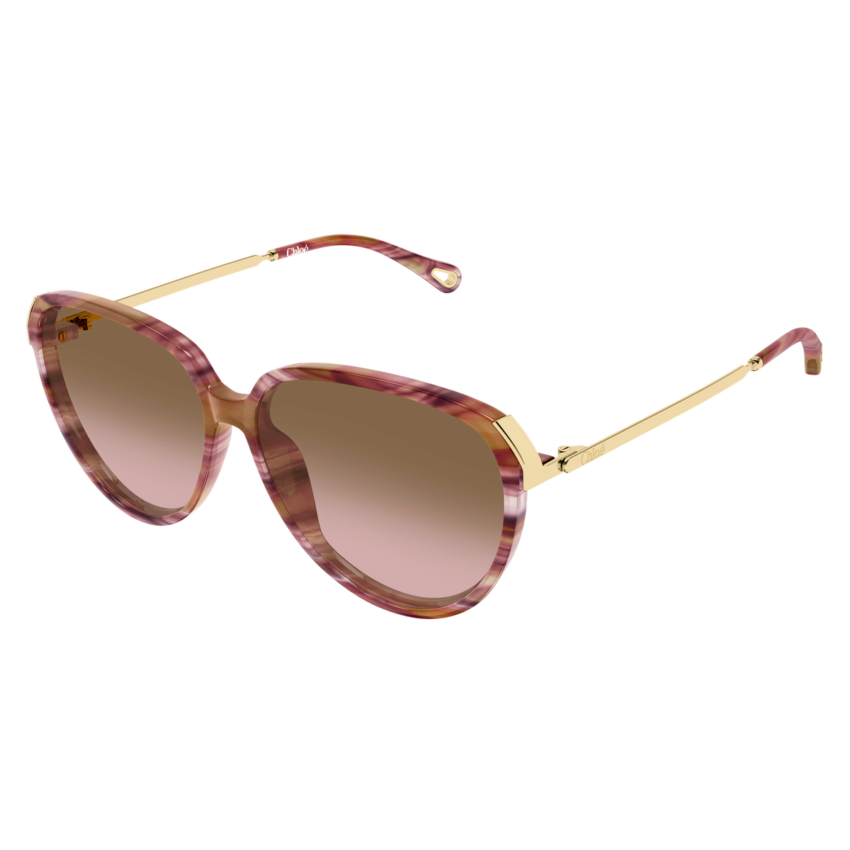 Chloé CH0406S Écaille Havane et Or 002 de trois-quarts - Les Lunettes de Pauline