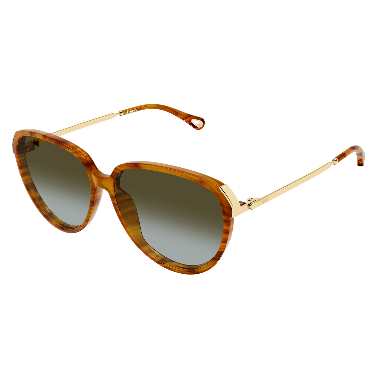 Chloé CH0406S Écaille Havane et Or 003 de trois-quarts - Les Lunettes de Pauline