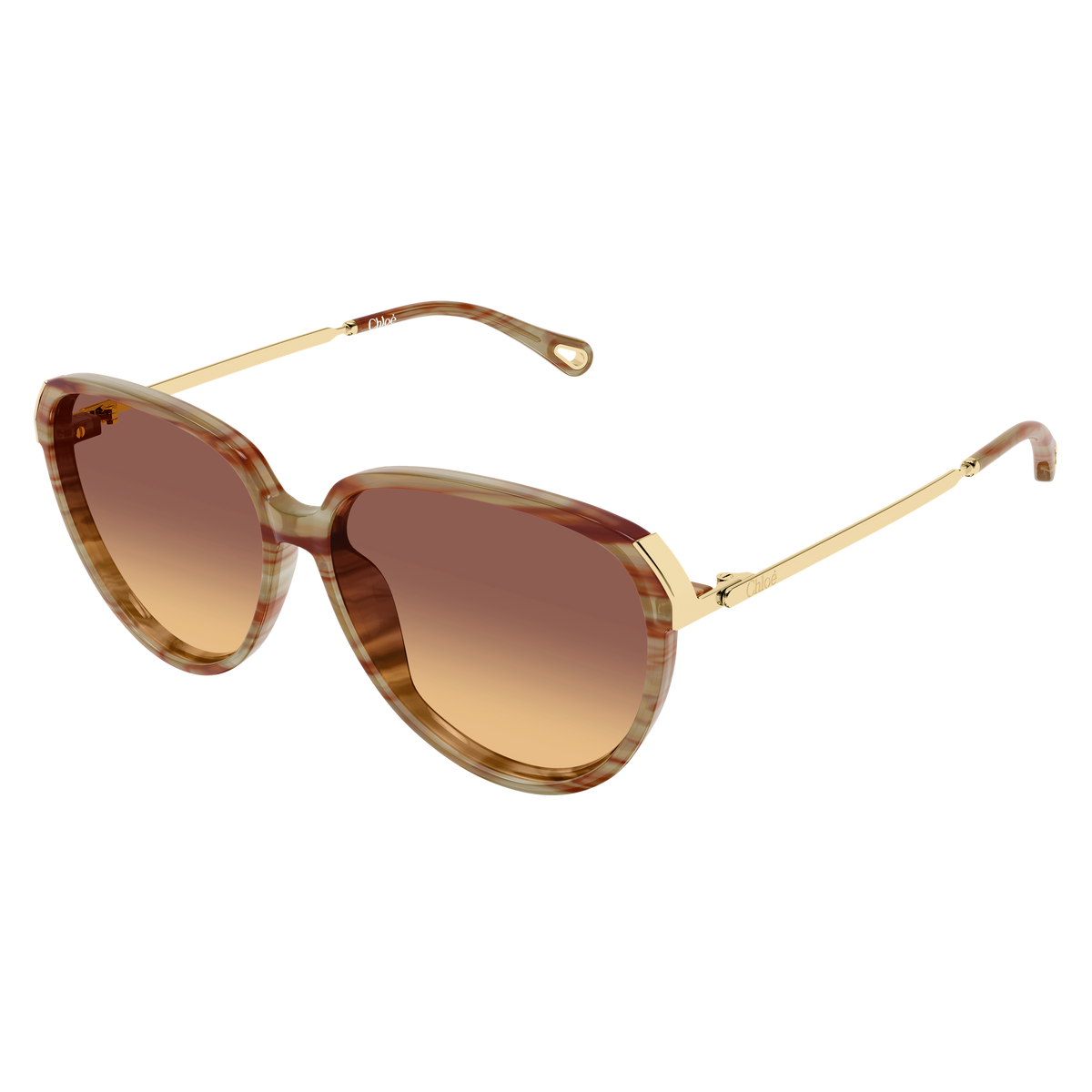Chloé CH0406S Écaille Havane et Or 004 de trois-quarts - Les Lunettes de Pauline