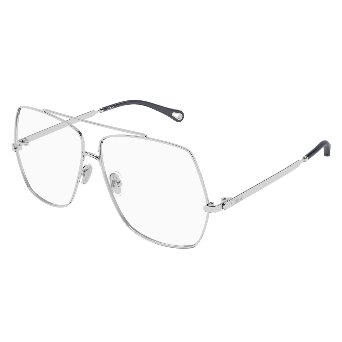 Chloé CH0409O Argent 003 de trois-quarts - Les Lunettes de Pauline