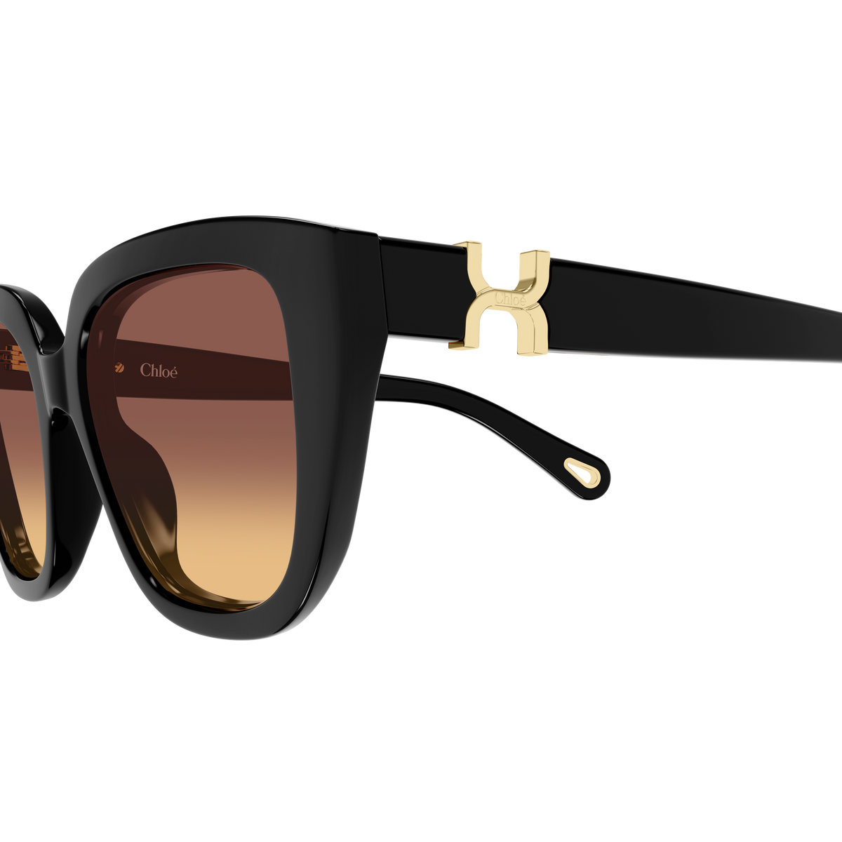 Chloé CH0410S Noir 001 en détail des branches - Les Lunettes de Pauline