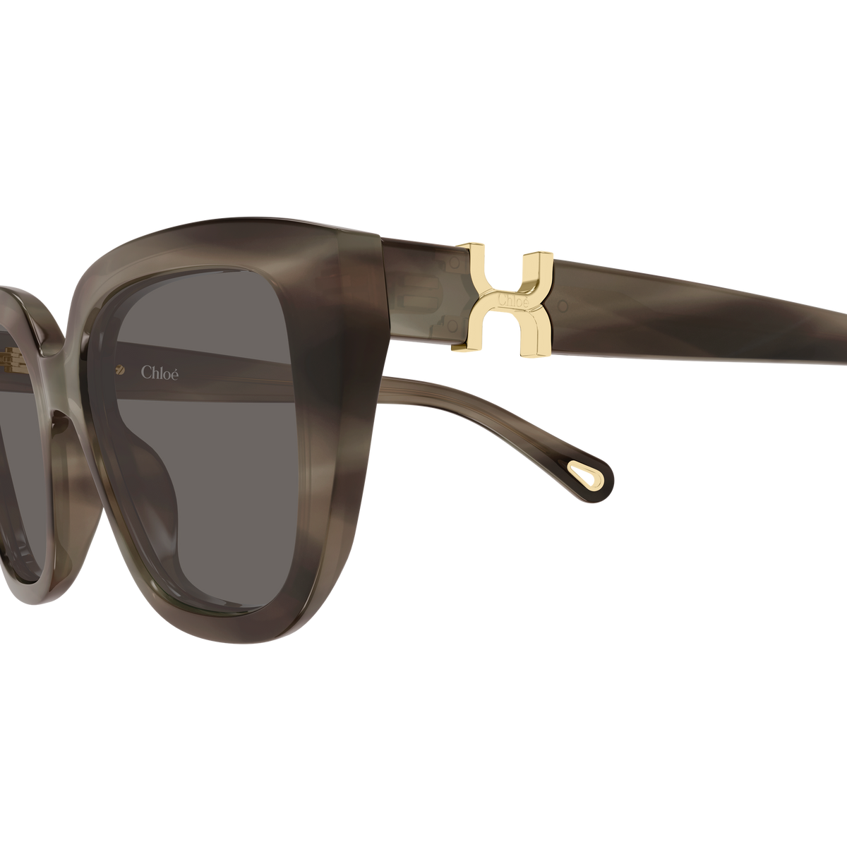 Chloé CH0410S Écaille Havane Verres Gris 002 en détail des branches - Les Lunettes de Pauline