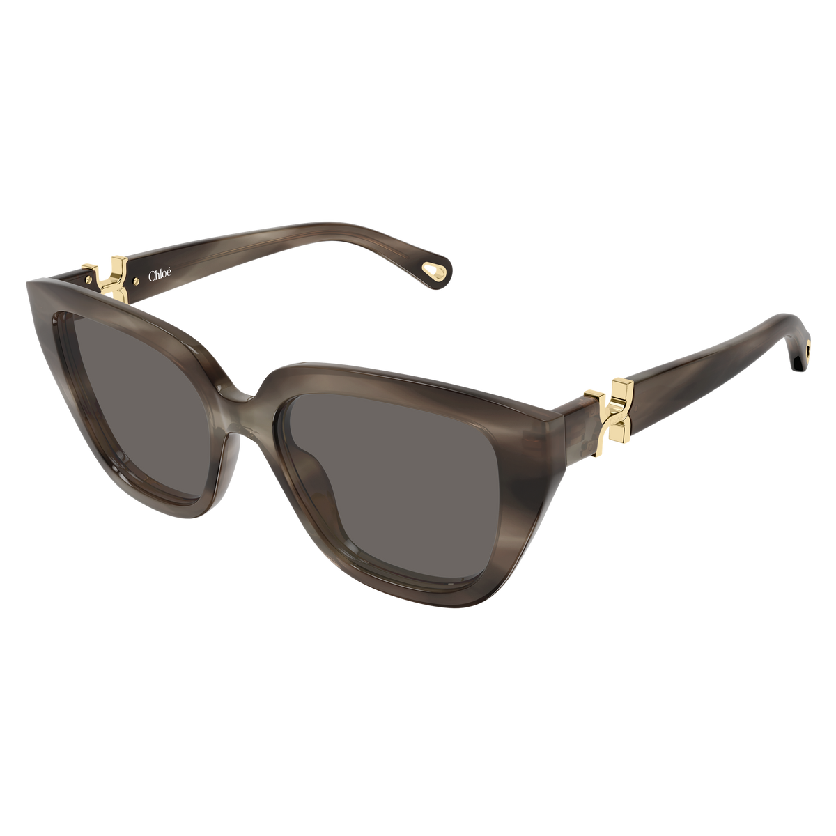 Chloé CH0410S Écaille Havane Verres Gris 002 de trois-quarts - Les Lunettes de Pauline