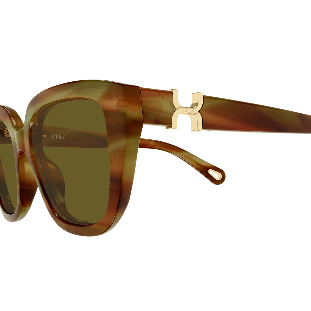 Chloé CH0410S Écaille Havane Verres Bruns 004 en détail des branches - Les Lunettes de Pauline
