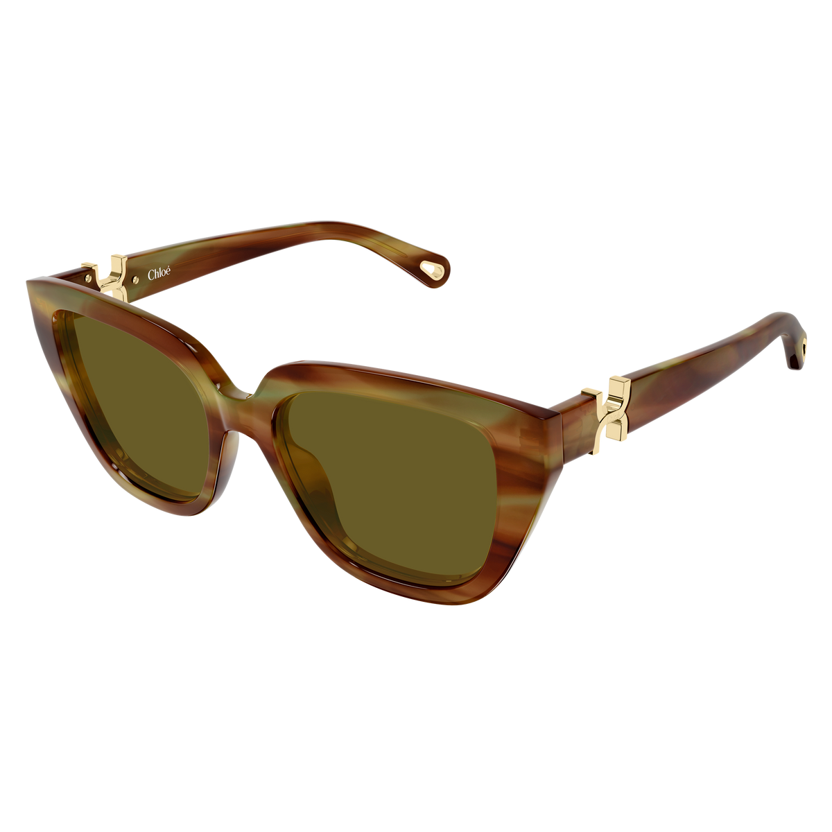 Chloé CH0410S Écaille Havane Verres Bruns 004 de trois-quarts - Les Lunettes de Pauline