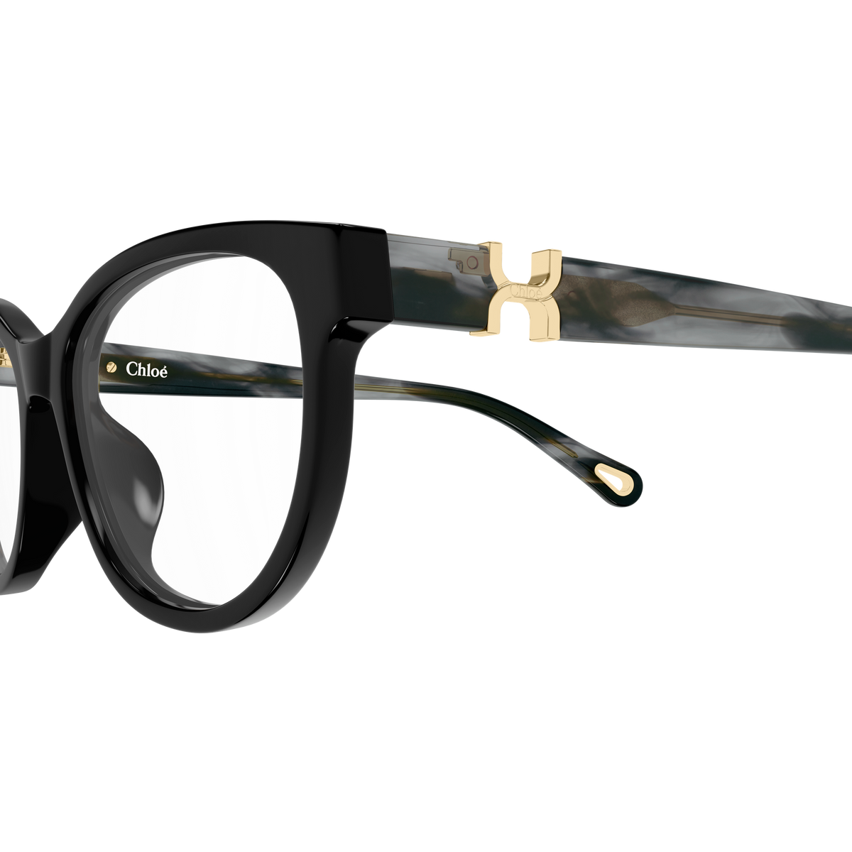 Chloé CH0411OL Noir et Écaille Havane 001 en détail des branches - Les Lunettes de Pauline