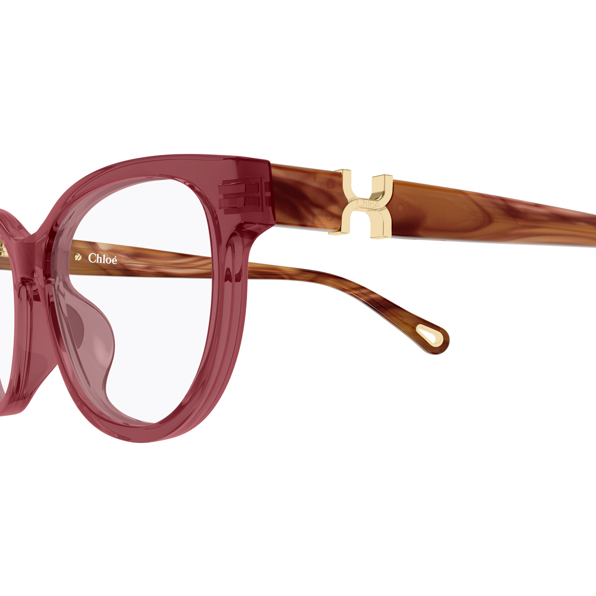 Chloé CH0411OL Bordeaux et Écaille Havane 003 en détail des branches - Les Lunettes de Pauline