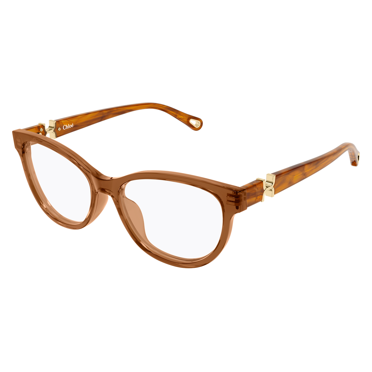 Chloé CH0411OL Brun et Écaille Havane 004 de trois-quarts - Les Lunettes de Pauline