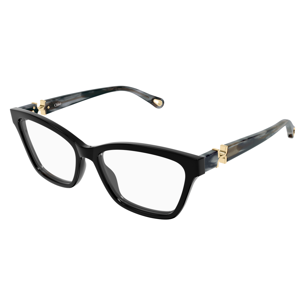 Chloé CH0412O Noir et Écaille Havane 001 de trois-quarts - Les Lunettes de Pauline