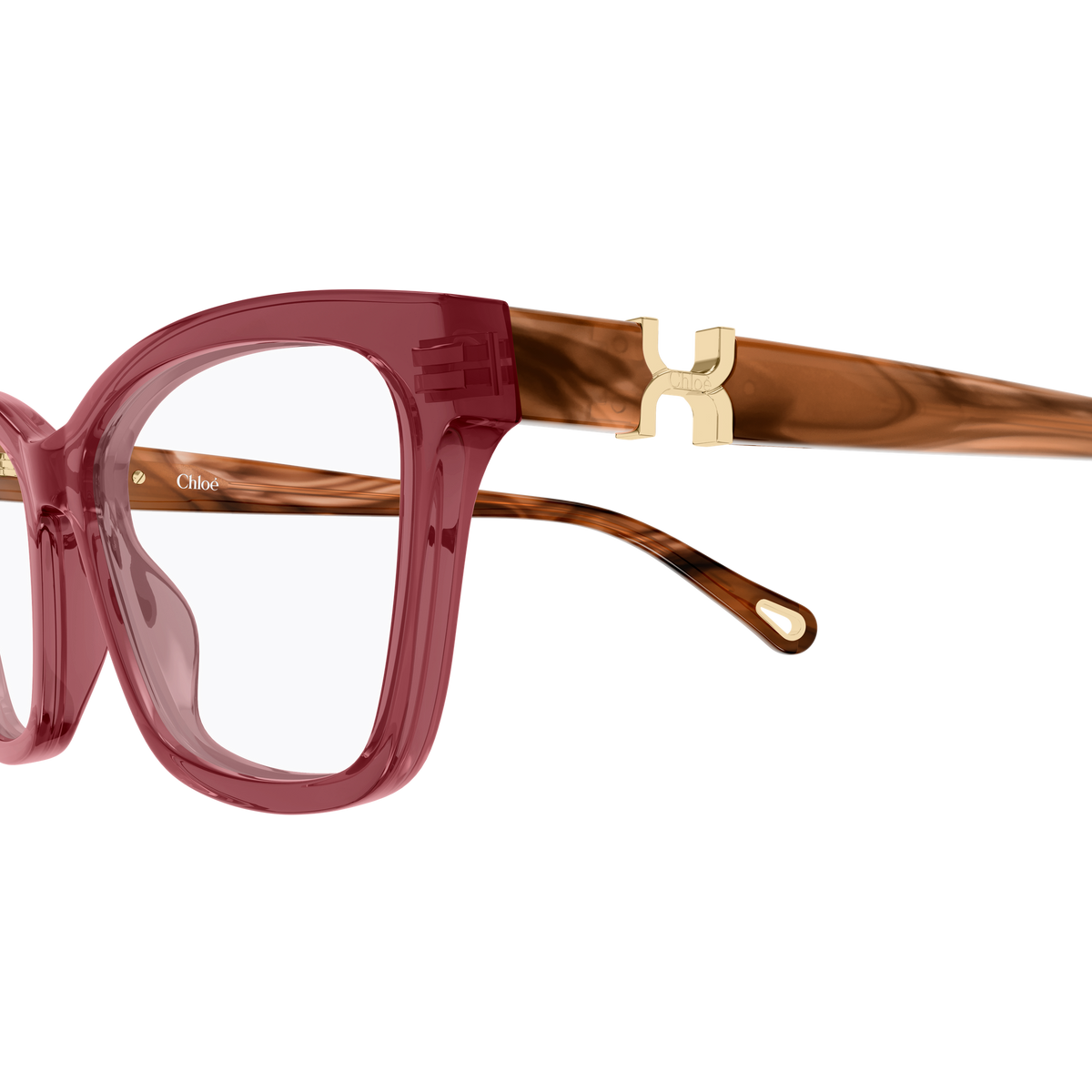 Chloé CH0412O Bordeaux et Écaille Havane 003 en détail des branches - Les Lunettes de Pauline