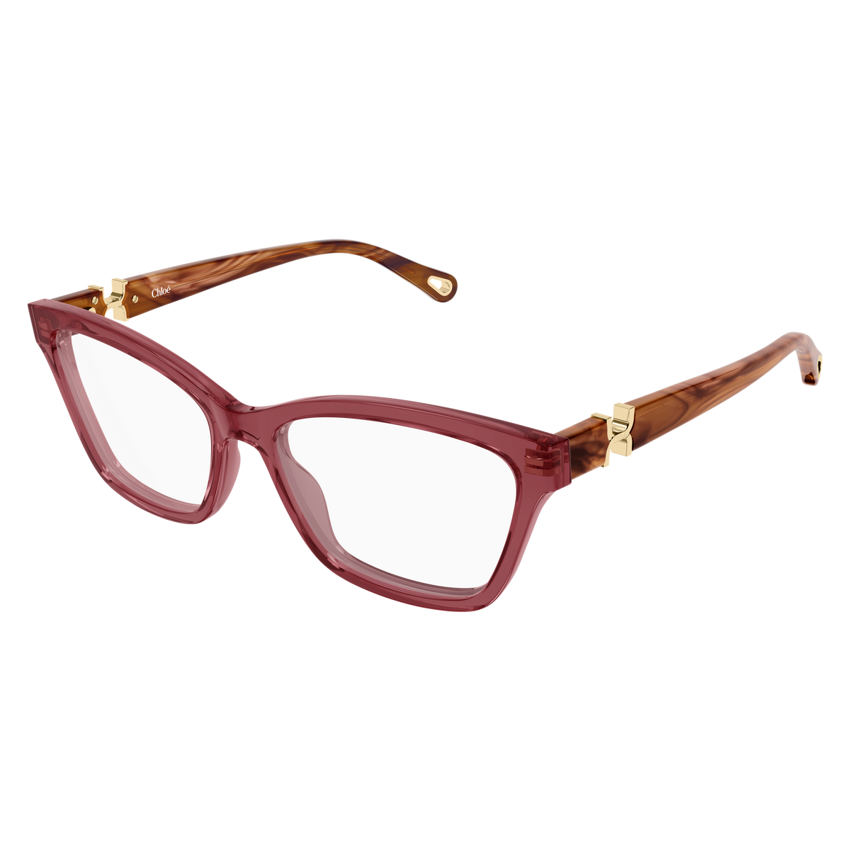 Chloé CH0412O Bordeaux et Écaille Havane 003 de trois-quarts - Les Lunettes de Pauline