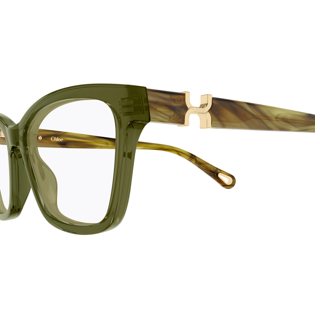 Chloé CH0412O Vert et Écaille Havane 005 en détail des branches - Les Lunettes de Pauline