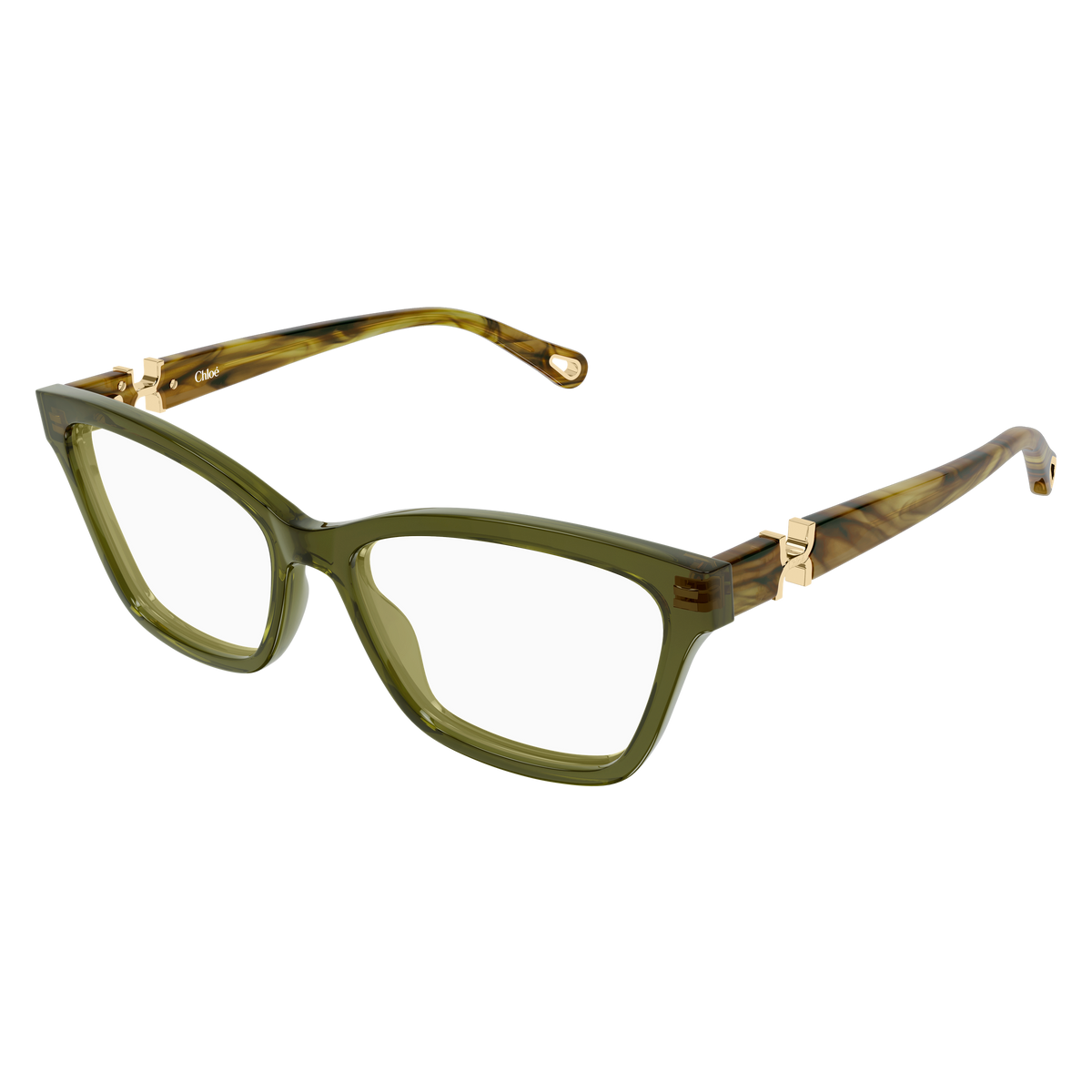 Chloé CH0412O Vert et Écaille Havane 005 de trois-quarts - Les Lunettes de Pauline