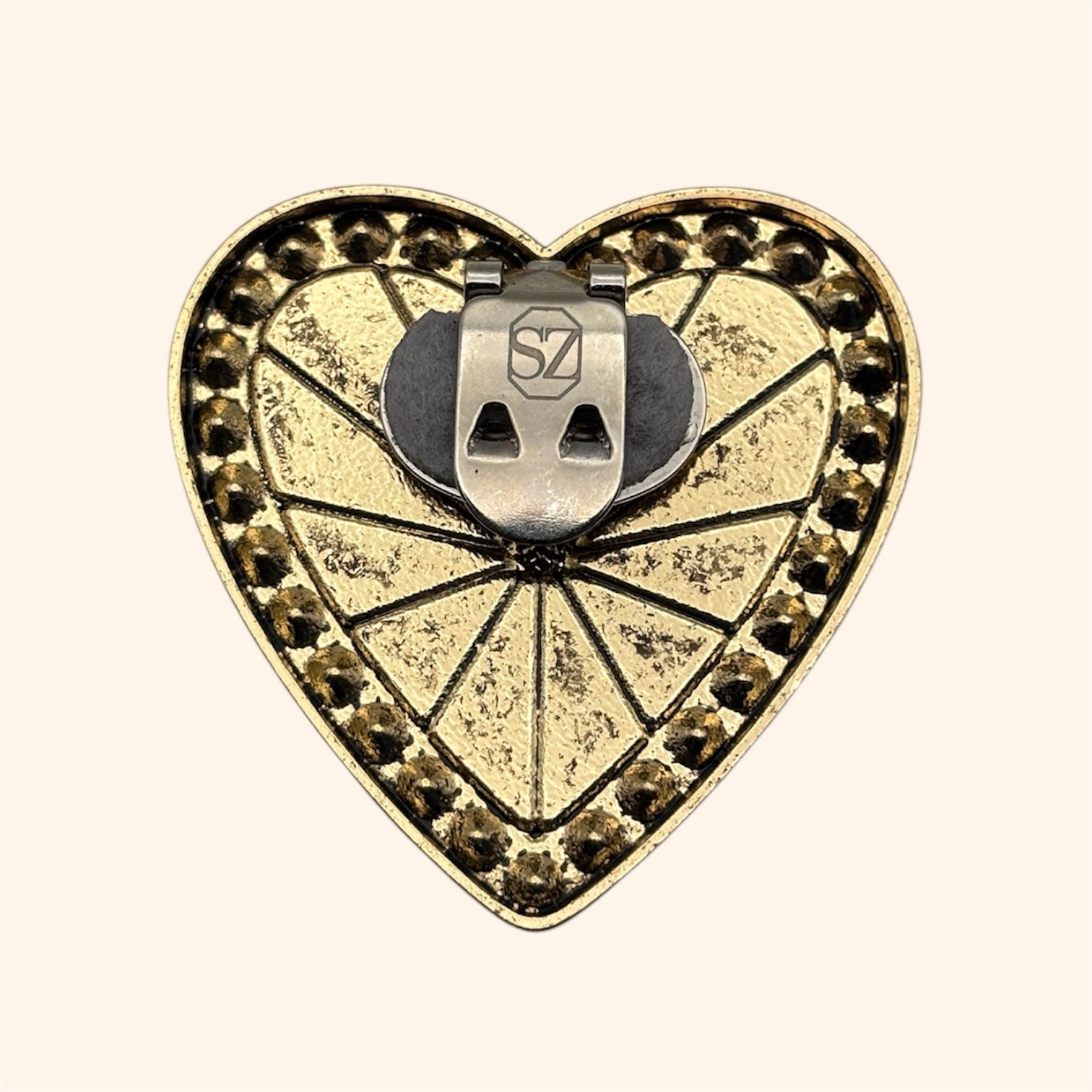 Clip Coeur Baroque Bleu Saphir & Terre Ambrée - Les Lunettes de Pauline