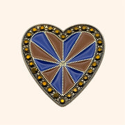 Clip Coeur Baroque Bleu Saphir & Terre Ambrée - Les Lunettes de Pauline