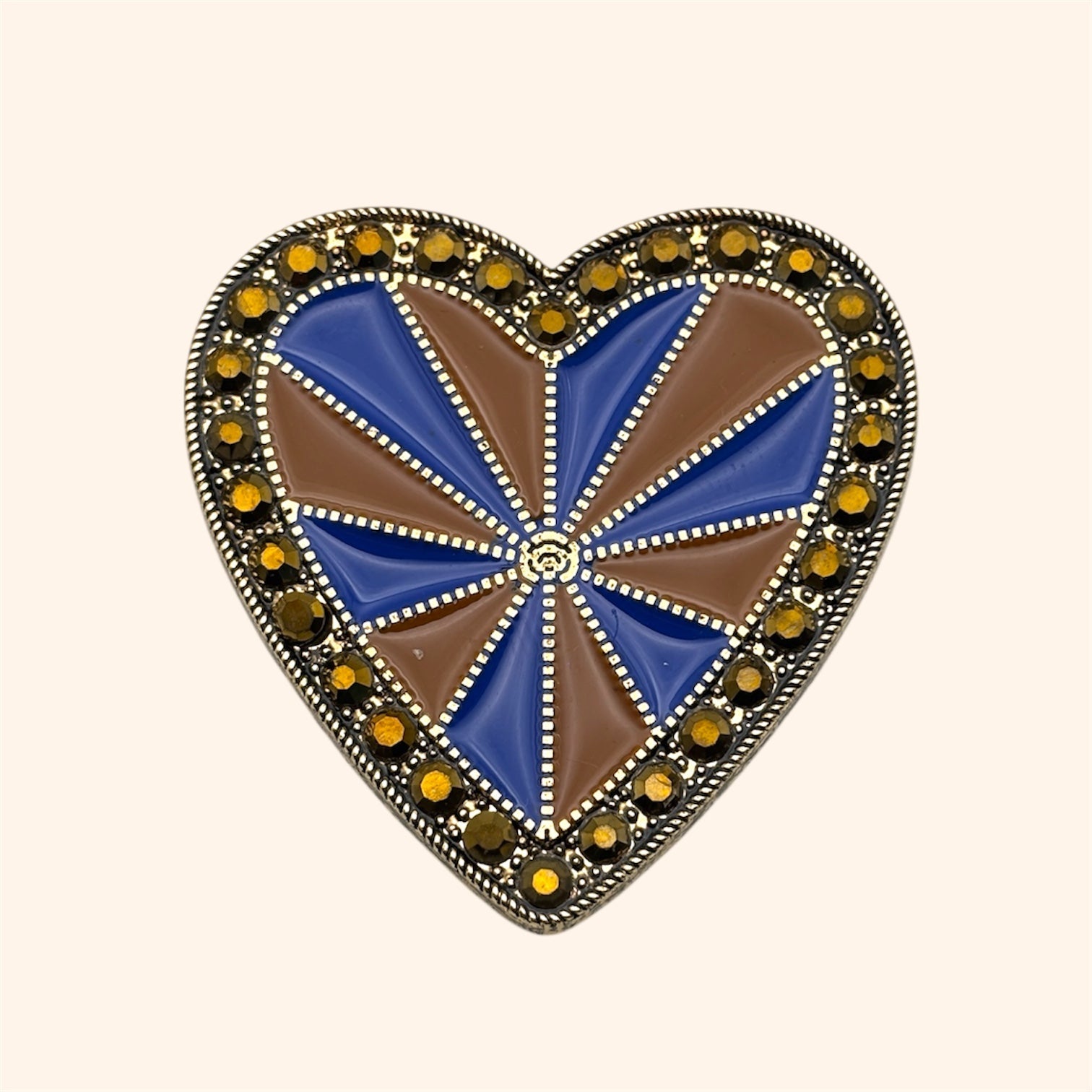 Clip Coeur Baroque Bleu Saphir & Terre Ambrée - Les Lunettes de Pauline