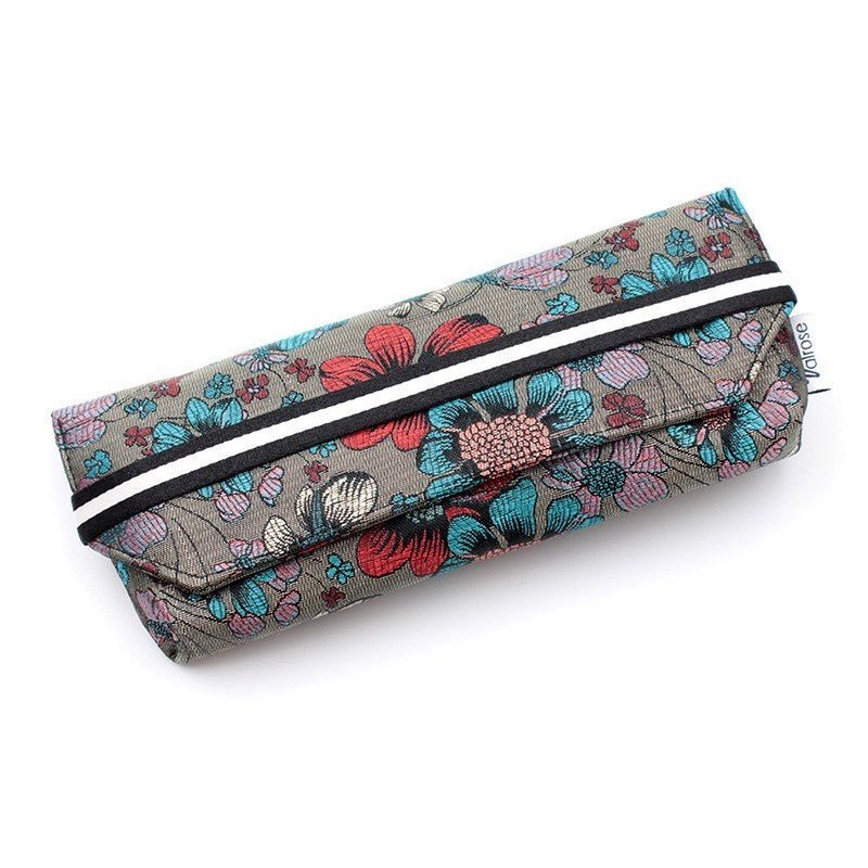 Étui à lunettes en jacquard motif Fleur Gris - Les Lunettes de Pauline
