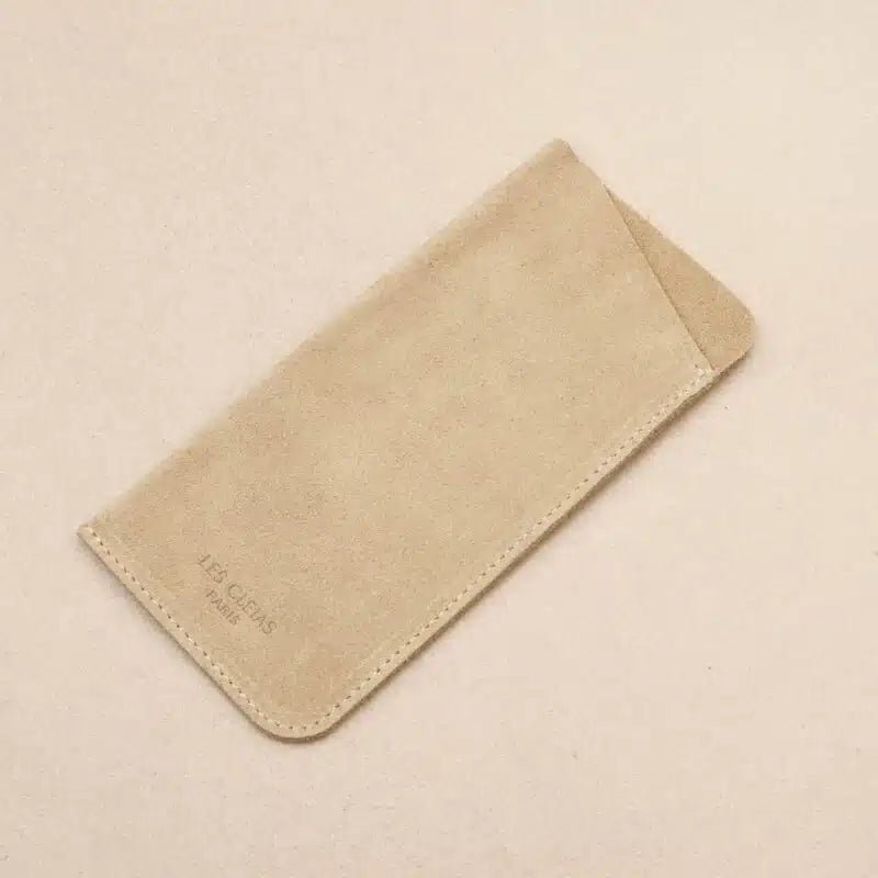 Etui à lunettes Souple en Cuir Beige - Les Lunettes de Pauline