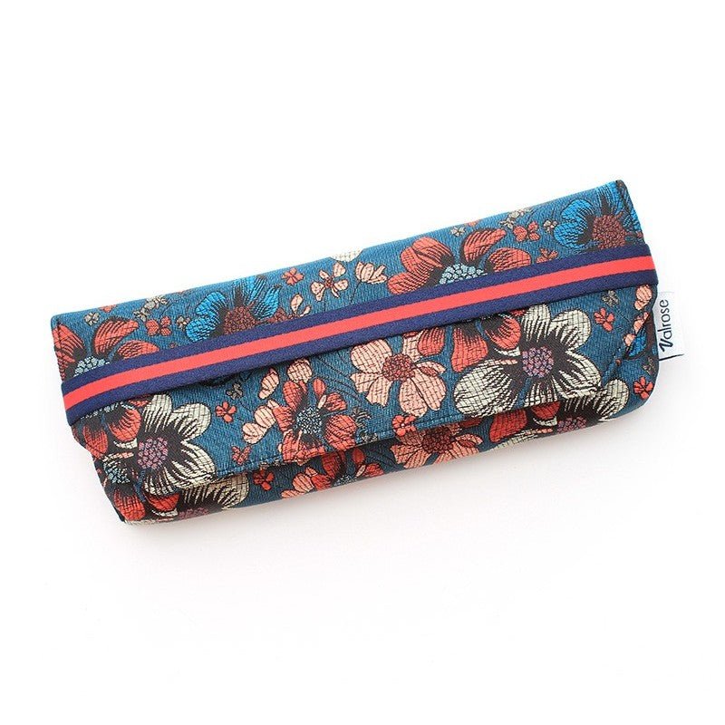 Étui en jacquard motif Fleur Bleu - Les Lunettes de Pauline