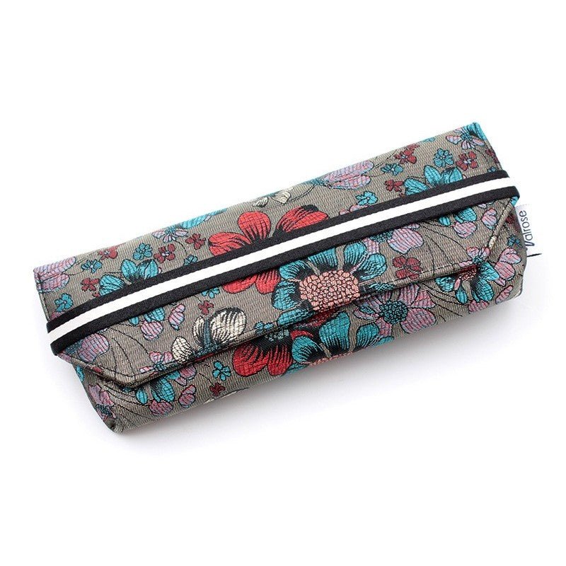 Étui en jacquard motif Fleur Gris - Les Lunettes de Pauline