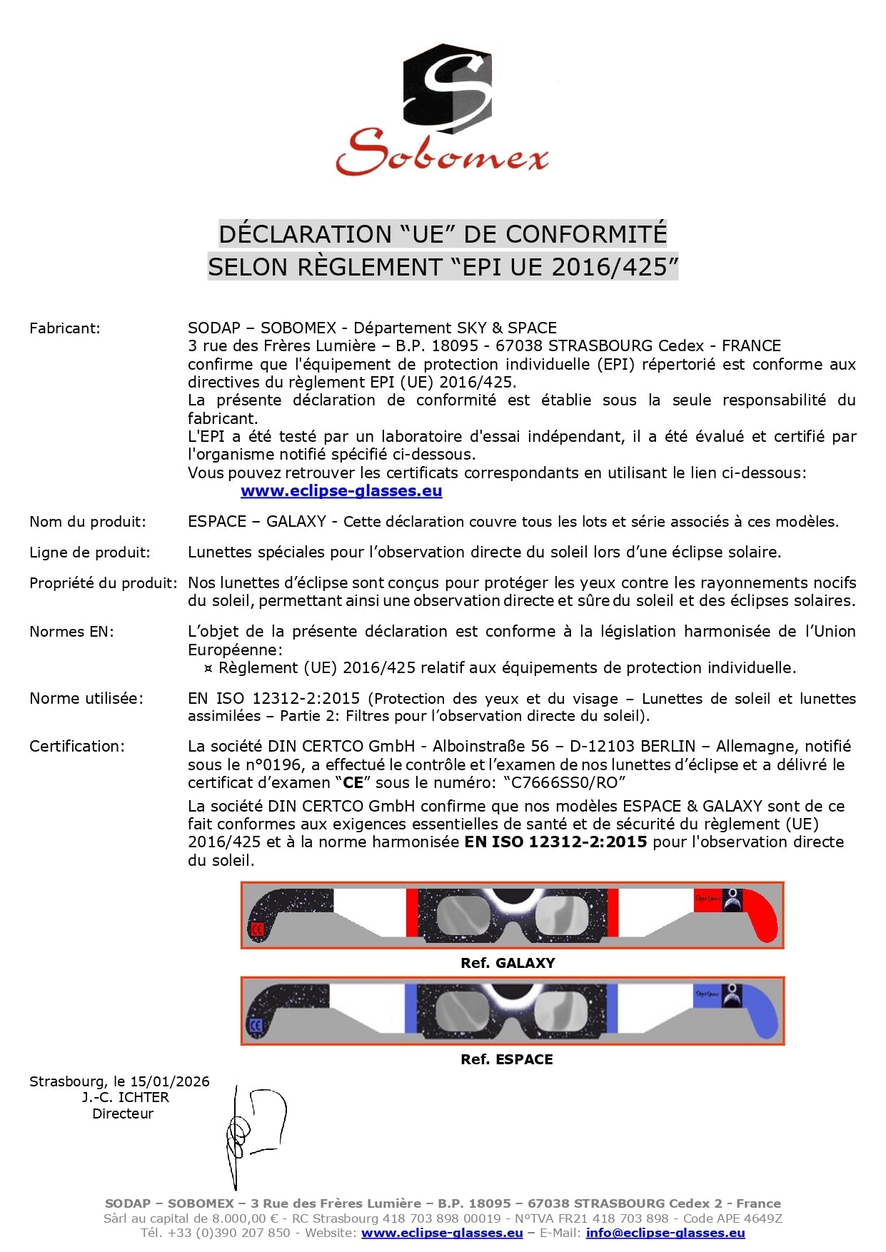 Lot de 5 lunettes d'éclipse - Sky & Space - Certifiées CE, Made in France - Les Lunettes de Pauline