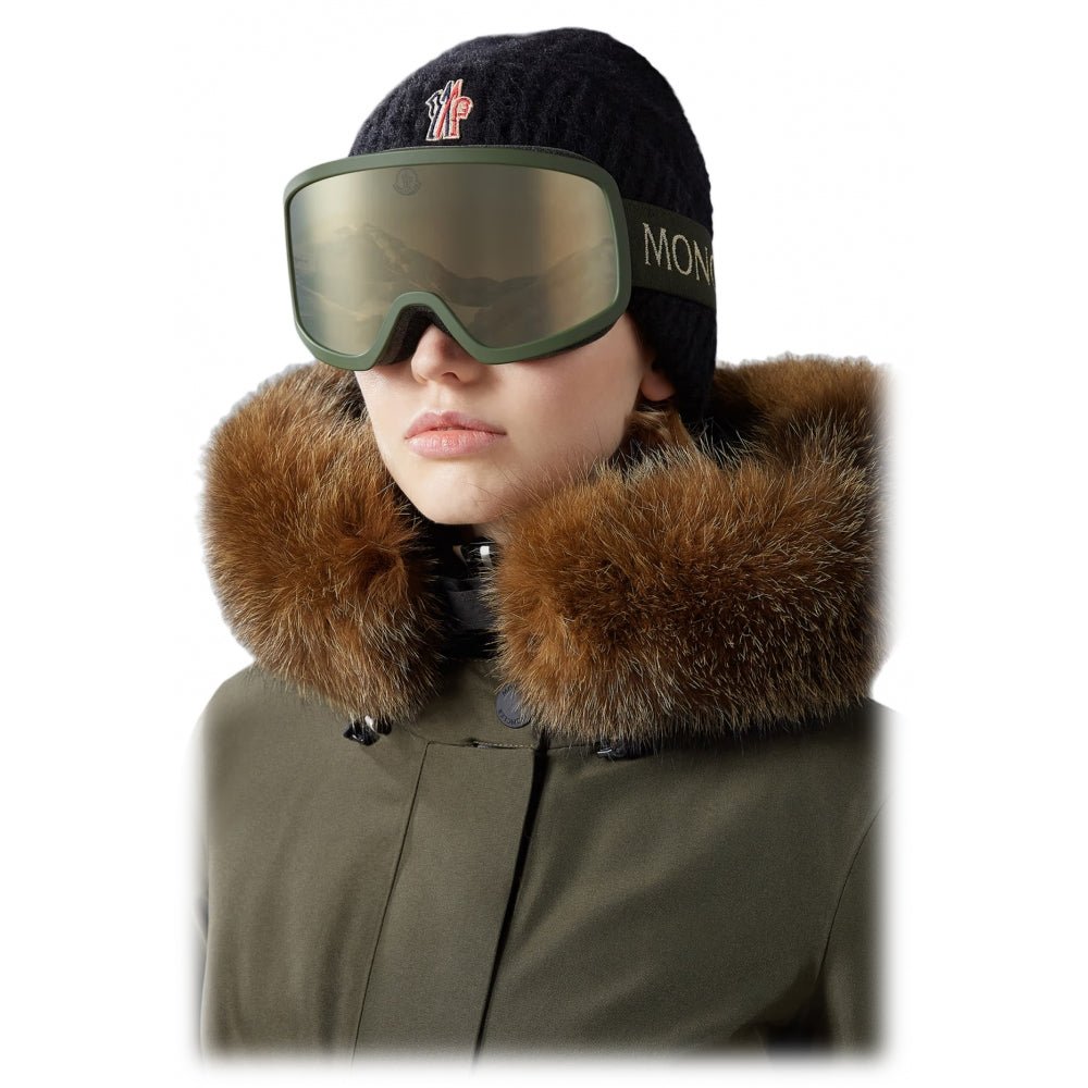 Masque de ski Moncler Green Kaki Brown Mirror Cat 3 - Les Lunettes de Pauline