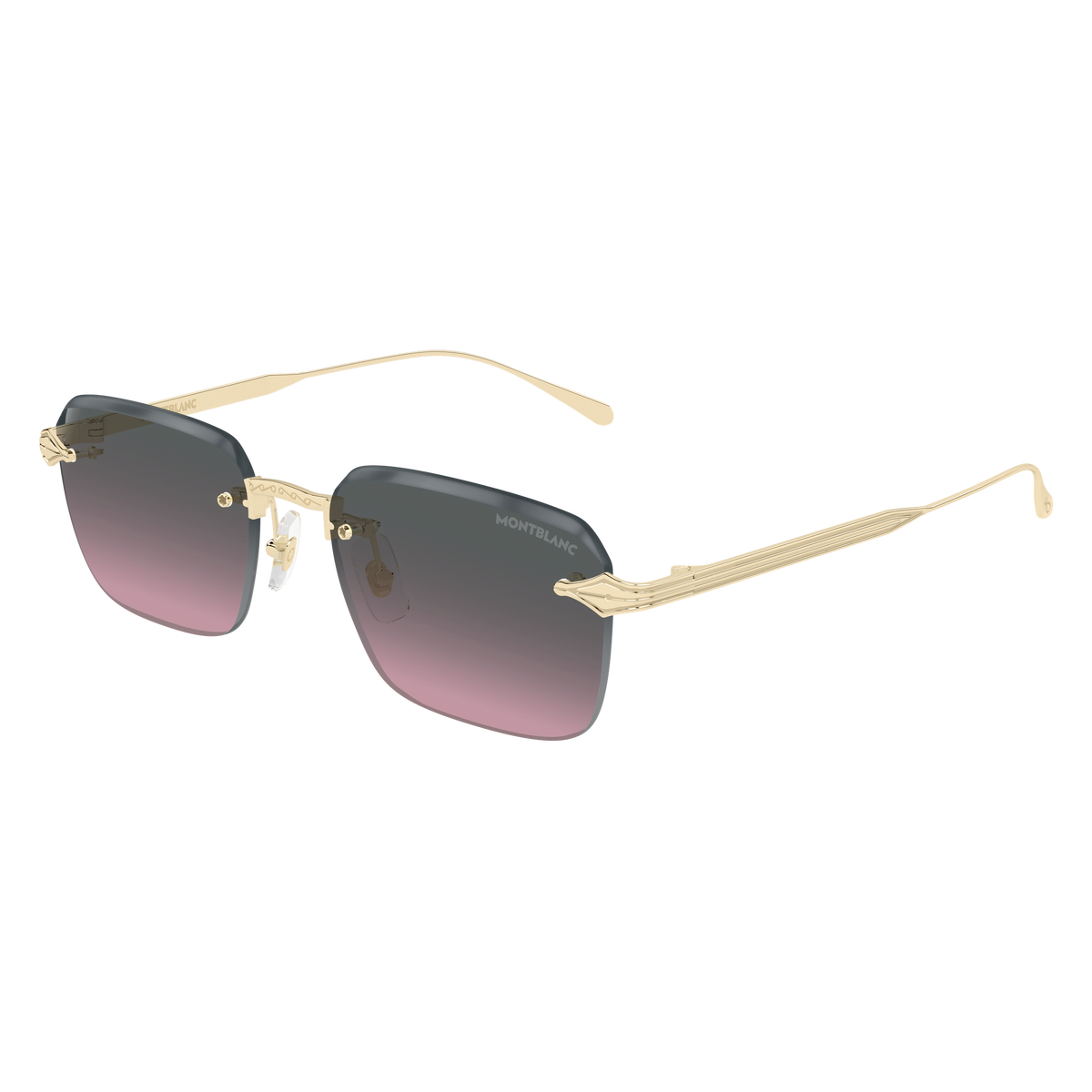 Montblanc MB0456S Doré verres gris rose 003 de trois-quarts - Les Lunettes de Pauline
