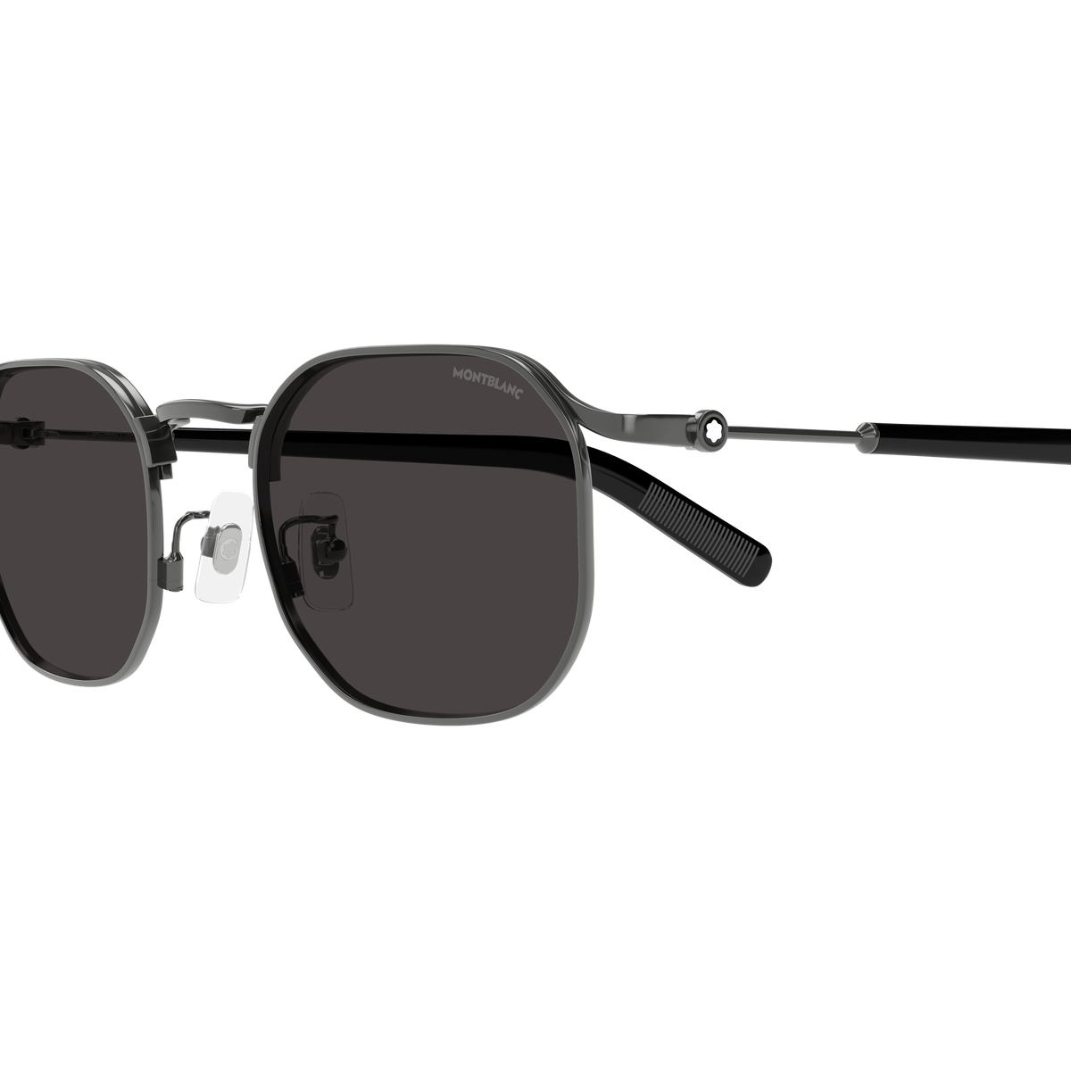 Montblanc Snowcap MB0459S Ruthénium 001 en détail des branches - Les Lunettes de Pauline