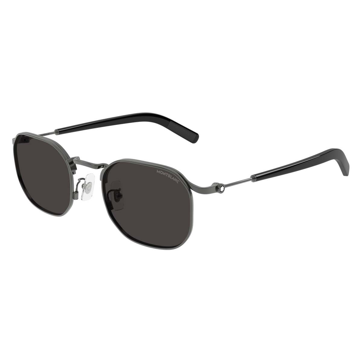 Montblanc Snowcap MB0459S Ruthénium 001 de trois-quarts - Les Lunettes de Pauline